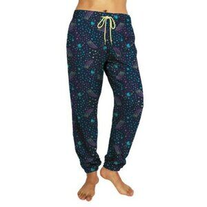 NEW Womens Celestial Print Sleep Jogger Pajama Pants XS (0–2) Navy Stars & Moons